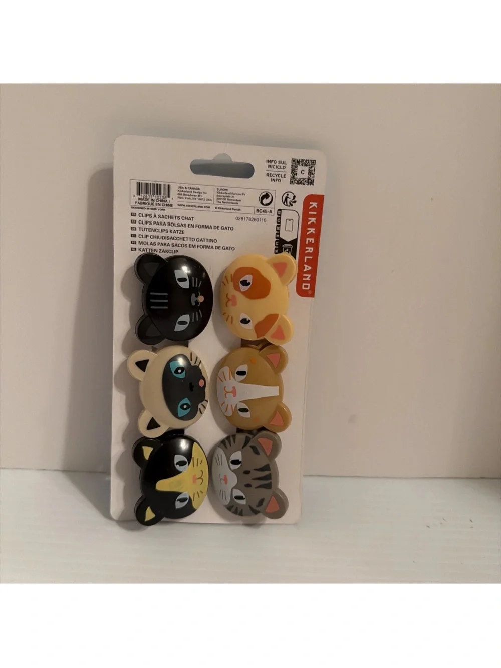 Kikkerland Cat Bag Clips - Assorted Cat Face Set